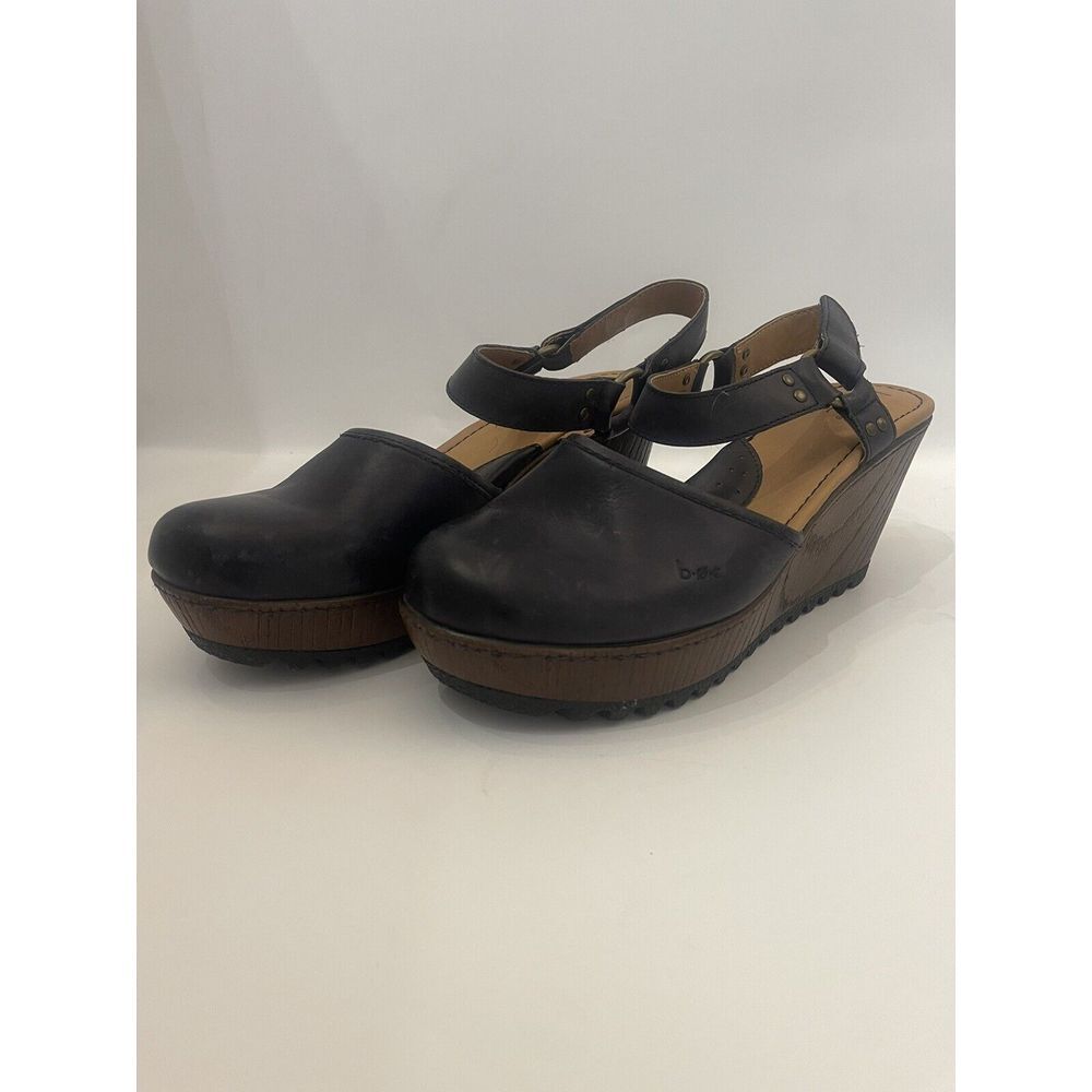 B.O.C Women's Blue Leather‎ Slingback Mule Sandals Size 8 Preowned